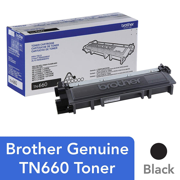 Brother Genuine High Yield Toner Cartridge, TN660, Replacement Black Toner