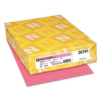 Exact Brights Paper, 8 1/2 x 11, Bright Pink, 20lb, 500 Sheets