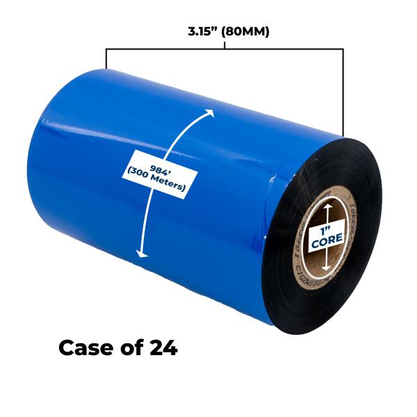 Clover Imaging Non-OEM New Resin Ribbon 80mm x 300M (24 Ribbons/Case) for Zebra Printers