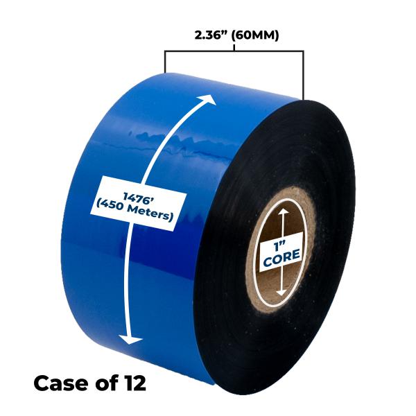 Clover Imaging Non-OEM New Performance Wax Ribbon 60mm x 450M (12 Ribbons/Case) for Zebra Printers