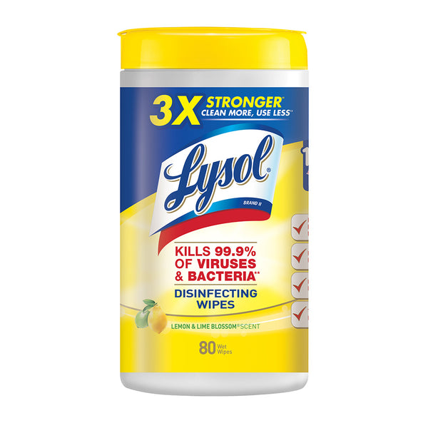 Lysol Disinfecting Wipes, Lemon & Lime Scent, 80 Count Canister